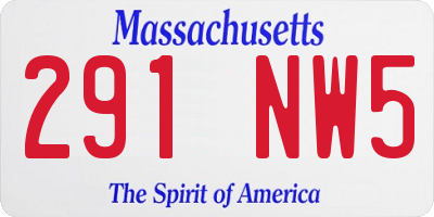 MA license plate 291NW5