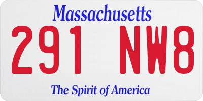 MA license plate 291NW8