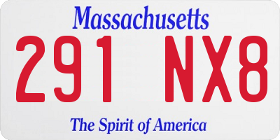 MA license plate 291NX8