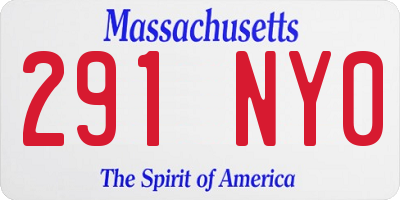 MA license plate 291NY0