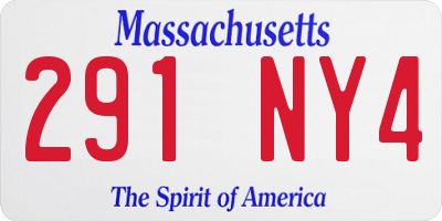 MA license plate 291NY4