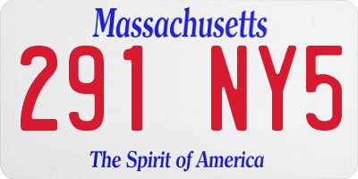 MA license plate 291NY5