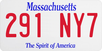 MA license plate 291NY7
