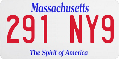 MA license plate 291NY9
