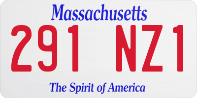 MA license plate 291NZ1