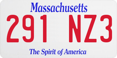 MA license plate 291NZ3