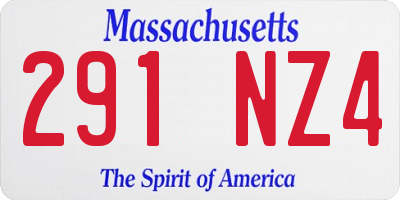 MA license plate 291NZ4