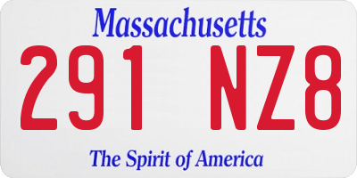 MA license plate 291NZ8