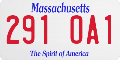 MA license plate 291OA1