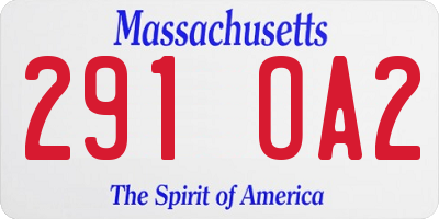 MA license plate 291OA2