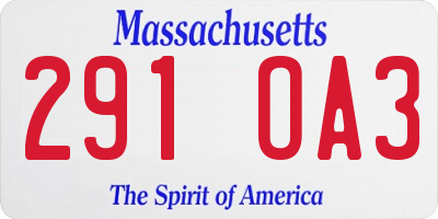 MA license plate 291OA3
