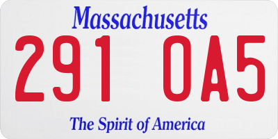 MA license plate 291OA5