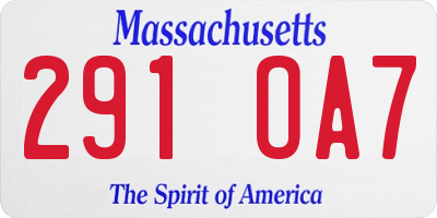 MA license plate 291OA7