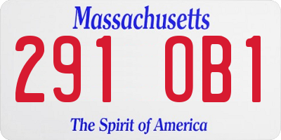 MA license plate 291OB1