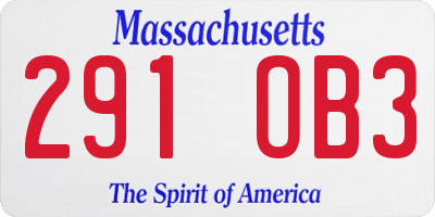 MA license plate 291OB3