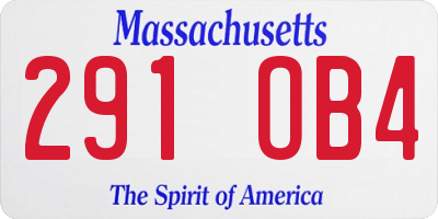 MA license plate 291OB4