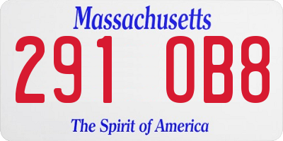 MA license plate 291OB8
