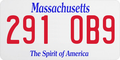 MA license plate 291OB9
