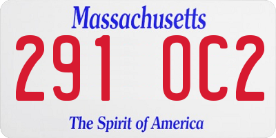 MA license plate 291OC2