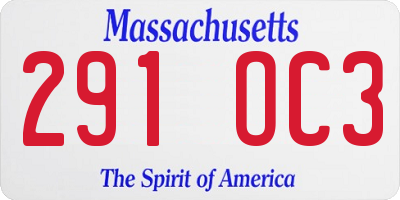 MA license plate 291OC3
