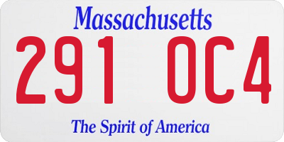 MA license plate 291OC4
