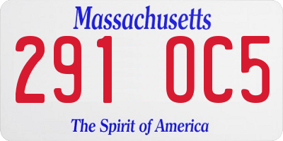 MA license plate 291OC5