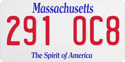 MA license plate 291OC8