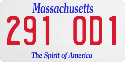 MA license plate 291OD1