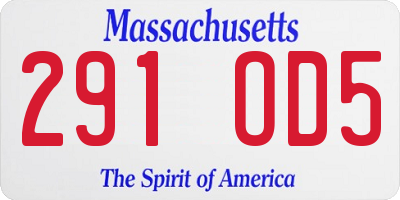 MA license plate 291OD5