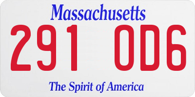 MA license plate 291OD6