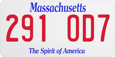 MA license plate 291OD7
