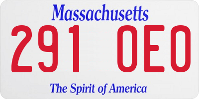 MA license plate 291OE0