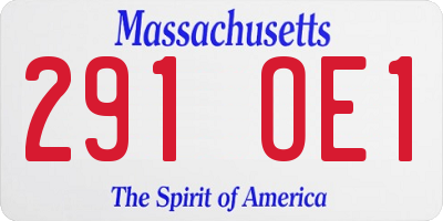 MA license plate 291OE1