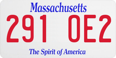 MA license plate 291OE2