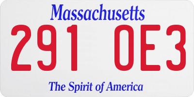 MA license plate 291OE3
