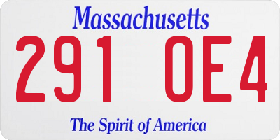 MA license plate 291OE4