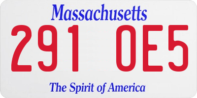 MA license plate 291OE5