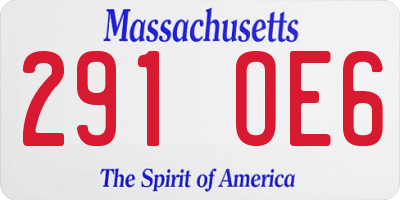 MA license plate 291OE6