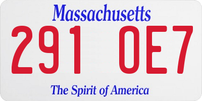 MA license plate 291OE7