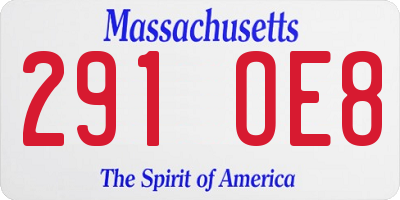 MA license plate 291OE8