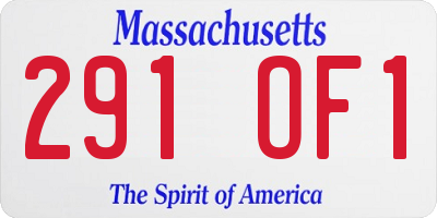 MA license plate 291OF1