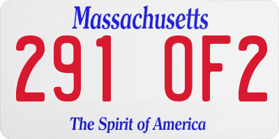 MA license plate 291OF2