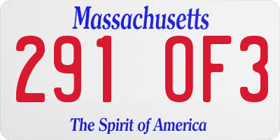 MA license plate 291OF3