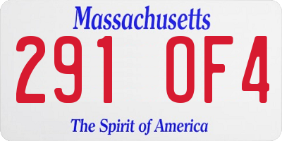 MA license plate 291OF4
