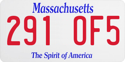 MA license plate 291OF5