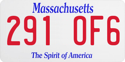 MA license plate 291OF6