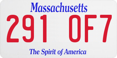MA license plate 291OF7