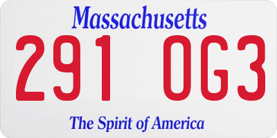 MA license plate 291OG3