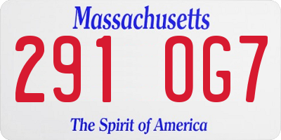 MA license plate 291OG7