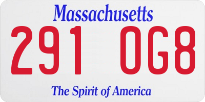 MA license plate 291OG8